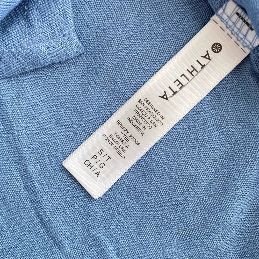 Athleta NWOT Women's V-neck Short Sleeve T-Shirt, Blue, Size S/T - Picture 6 of 6